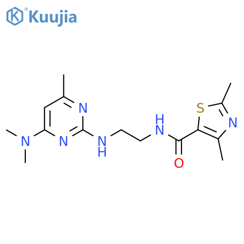 N-(2-{4-(dimethylamino)-6-methylpyrimidin-2-ylamino}ethyl)-2,4-dimethyl-1,3-thiazole-5-carboxamide structure