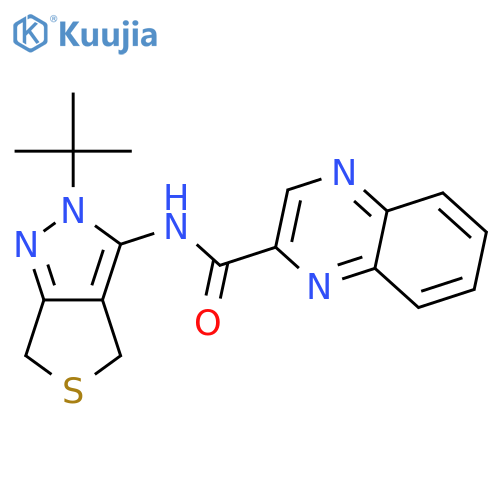 N-{2-tert-butyl-2H,4H,6H-thieno3,4-cpyrazol-3-yl}quinoxaline-2-carboxamide structure