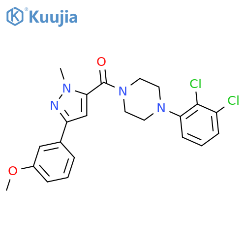 1-(2,3-dichlorophenyl)-4-3-(3-methoxyphenyl)-1-methyl-1H-pyrazole-5-carbonylpiperazine structure