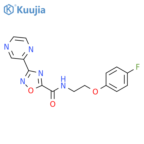 N-2-(4-fluorophenoxy)ethyl-3-(pyrazin-2-yl)-1,2,4-oxadiazole-5-carboxamide structure