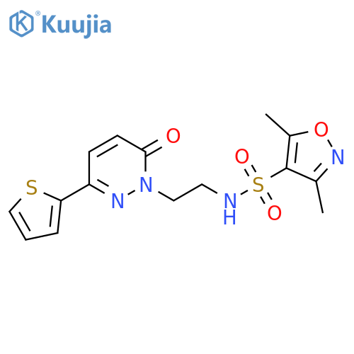 3,5-dimethyl-N-{2-[6-oxo-3-(thiophen-2-yl)-1,6-dihydropyridazin-1-yl]ethyl}-1,2-oxazole-4-sulfonamide structure
