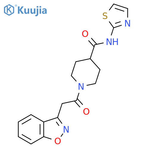 1-2-(1,2-benzoxazol-3-yl)acetyl-N-(1,3-thiazol-2-yl)piperidine-4-carboxamide structure