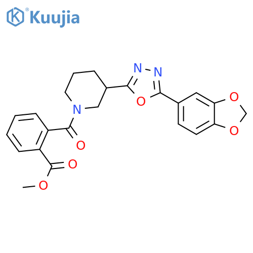 methyl 2-{3-5-(2H-1,3-benzodioxol-5-yl)-1,3,4-oxadiazol-2-ylpiperidine-1-carbonyl}benzoate structure