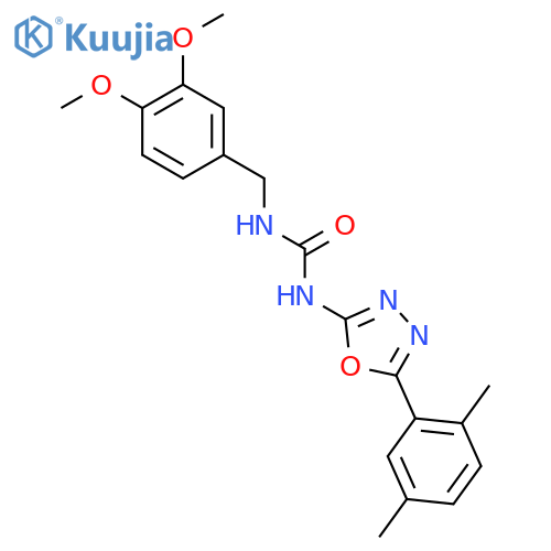 1-(3,4-dimethoxyphenyl)methyl-3-5-(2,5-dimethylphenyl)-1,3,4-oxadiazol-2-ylurea structure