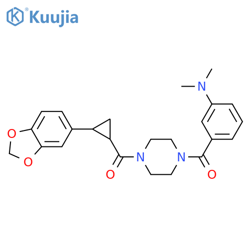 3-{4-2-(2H-1,3-benzodioxol-5-yl)cyclopropanecarbonylpiperazine-1-carbonyl}-N,N-dimethylaniline structure