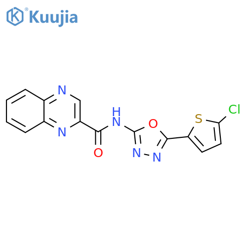 N-5-(5-chlorothiophen-2-yl)-1,3,4-oxadiazol-2-ylquinoxaline-2-carboxamide structure