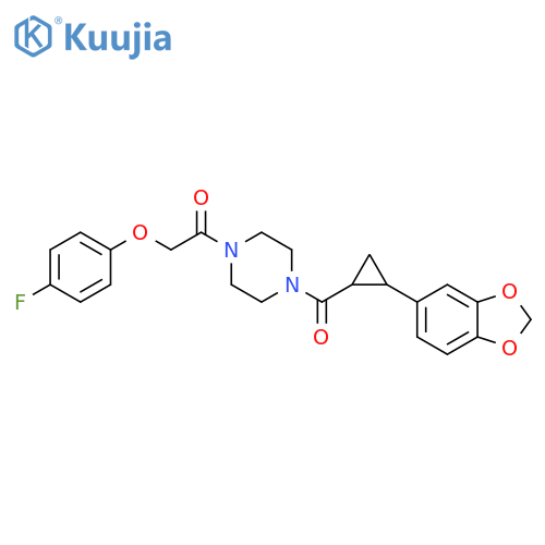 1-{4-2-(2H-1,3-benzodioxol-5-yl)cyclopropanecarbonylpiperazin-1-yl}-2-(4-fluorophenoxy)ethan-1-one structure