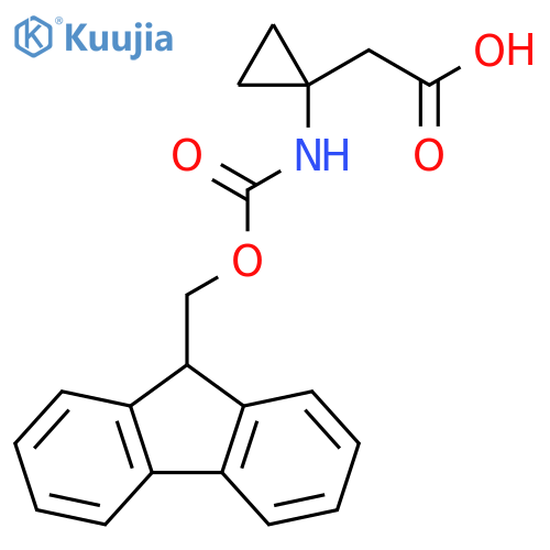2-(1-((((9H-fluoren-9-yl)methoxy)carbonyl)amino)cyclopropyl)acetic acid structure