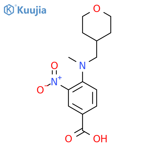 4-[Methyl(tetrahydro-2H-pyran-4-ylmethyl)amino]-3-nitrobenzoic acid structure