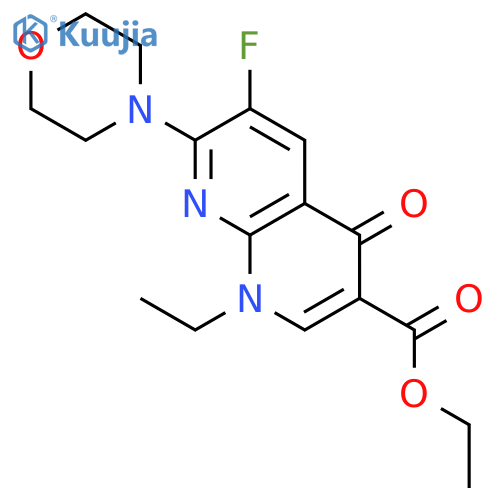 ethyl 1-ethyl-6-fluoro-7-morpholin-4-yl-4-oxo-1,8-naphthyridine-3-carboxylate structure