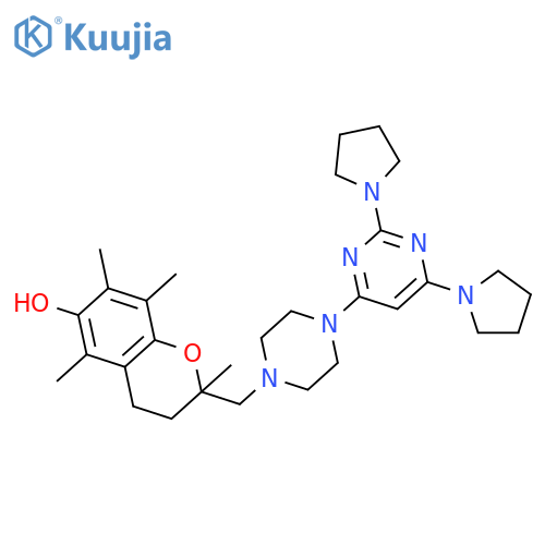 2H-1-Benzopyran-6-ol,2-[[4-(2,6-di-1-pyrrolidinyl-4-pyrimidinyl)-1-piperazinyl]methyl]-3,4-dihydro-2,5,7,8-tetramethyl- structure