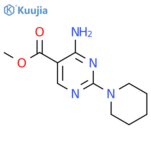 5-Pyrimidinecarboxylic acid, 4-amino-2-(1-piperidinyl)-, methyl ester structure