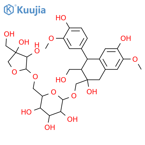 b-D-Glucopyranoside,[(2S,3S,4S)-1,2,3,4-tetrahydro-2,6-dihydroxy-4-(4-hydroxy-3-methoxyphenyl)-3-(hydroxymethyl)-7-methoxy-2-naphthalenyl]methyl6-O-D-apio-b-D-furanosyl- (9CI) structure