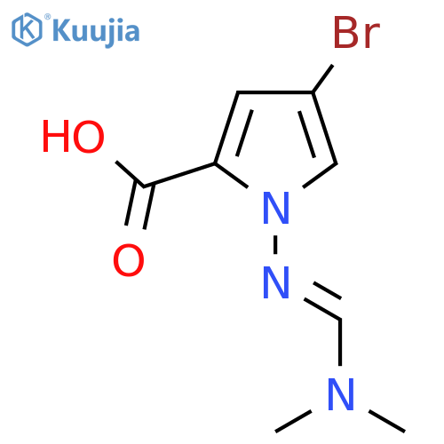 4-bromo-1-[(E)-[(dimethylamino)methylidene]amino]-1H-pyrrole-2-carboxylic acid structure