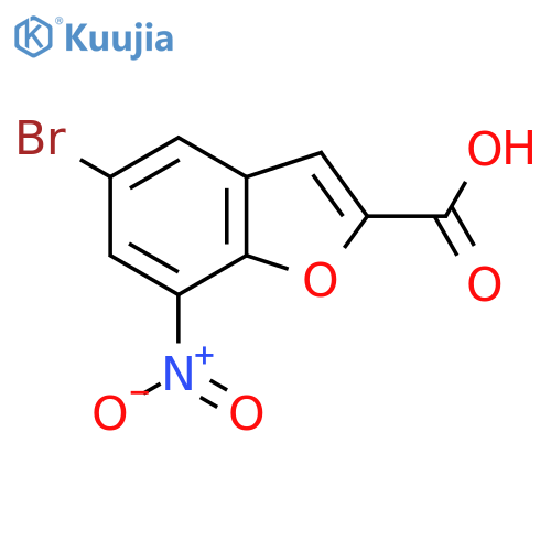 5-Bromo-7-nitro-1-benzofuran-2-carboxylic acid structure
