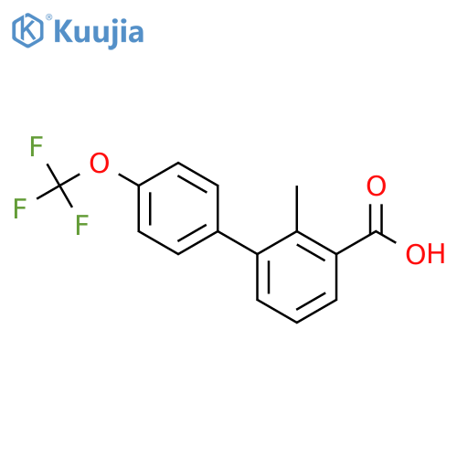 2-methyl-3-[4-(trifluoromethoxy)phenyl]benzoic acid structure