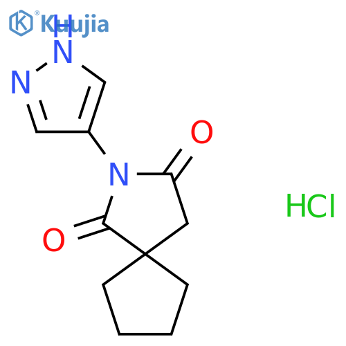 2-(1H-pyrazol-4-yl)-2-azaspiro[4.4]nonane-1,3-dione;hydrochloride structure