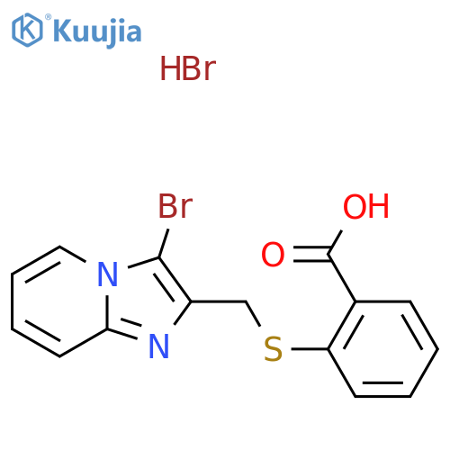 2-[({3-Bromoimidazo[1,2-a]pyridin-2-yl}methyl)sulfanyl]benzoic acid hydrobromide structure