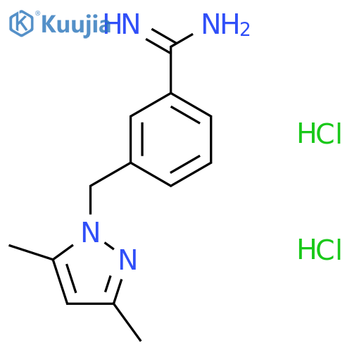3-(3,5-dimethyl-1H-pyrazol-1-yl)methylbenzene-1-carboximidamide dihydrochloride structure
