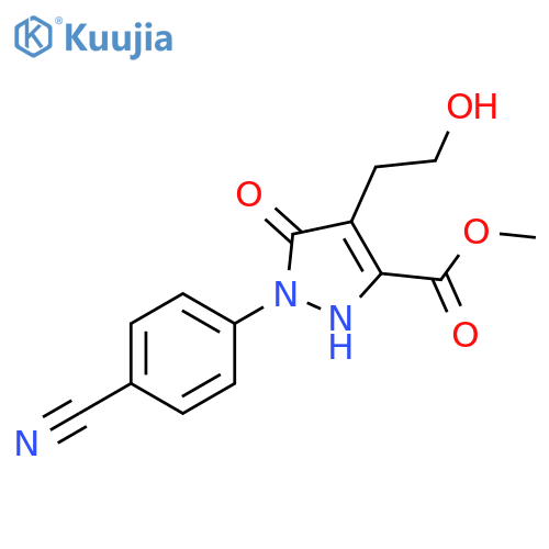 methyl 1-(4-cyanophenyl)-4-(2-hydroxyethyl)-5-oxo-2,5-dihydro-1H-pyrazole-3-carboxylate structure