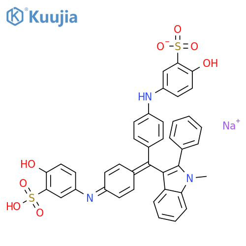 Benzenesulfonic acid,2-hydroxy-5-[[4-[[4-[(4-hydroxy-3-sulfophenyl)amino]phenyl](1-methyl-2-phenyl-1H-indol-3-yl)methylene]-2,5-cyclohexadien-1-ylidene]amino]-,sodium salt (1:1) structure
