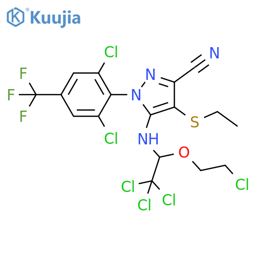 1H-Pyrazole-3-carbonitrile, 1-[2,6-dichloro-4-(trifluoromethyl)phenyl]-4-(ethylthio)-5-[[2,2,2-trichloro-1-(2-chloroethoxy)ethyl]amino]- structure