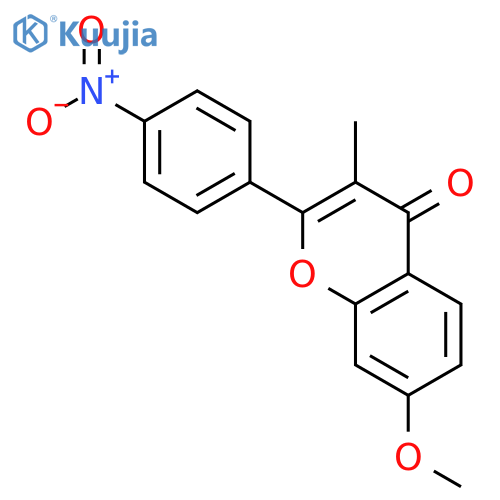 4H-1-Benzopyran-4-one, 7-methoxy-3-methyl-2-(4-nitrophenyl)- structure