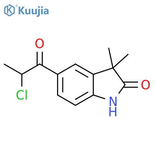 2H-Indol-2-one, 5-(2-chloro-1-oxopropyl)-1,3-dihydro-3,3-dimethyl- structure