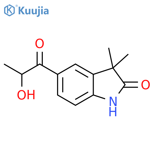 2H-Indol-2-one, 1,3-dihydro-5-(2-hydroxy-1-oxopropyl)-3,3-dimethyl- structure