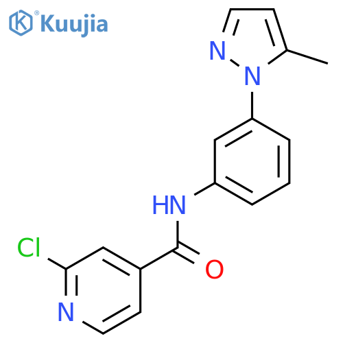 2-chloro-N-[3-(5-methyl-1H-pyrazol-1-yl)phenyl]pyridine-4-carboxamide structure