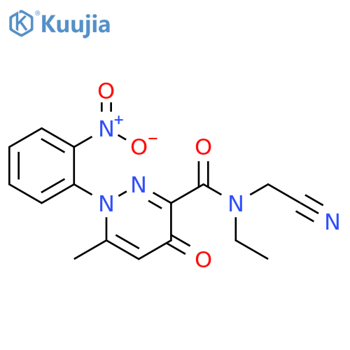 N-(Cyanomethyl)-N-ethyl-1,4-dihydro-6-methyl-1-(2-nitrophenyl)-4-oxo-3-pyridazinecarboxamide structure