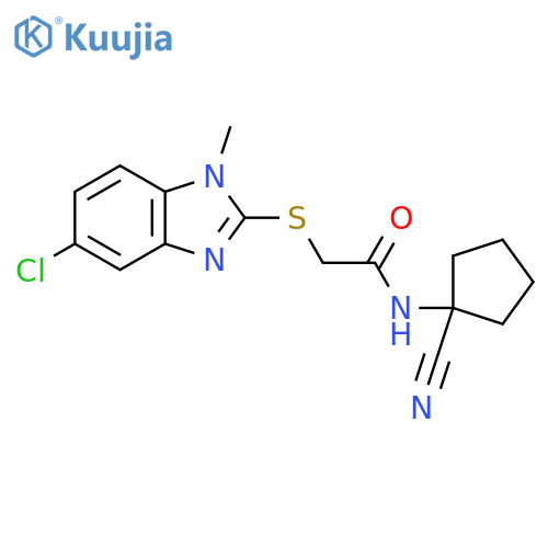 2-(5-chloro-1-methylbenzimidazol-2-yl)sulfanyl-N-(1-cyanocyclopentyl)acetamide structure