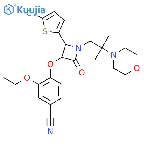 4-{[2-(5-Chlorothiophen-2-yl)-1-[2-methyl-2-(morpholin-4-yl)propyl]-4-oxoazetidin-3-yl]oxy}-3-ethoxybenzonitrile structure