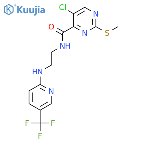 5-chloro-2-(methylsulfanyl)-N-(2-{[5-(trifluoromethyl)pyridin-2-yl]amino}ethyl)pyrimidine-4-carboxamide structure