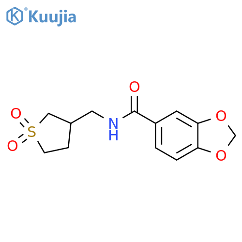 N-(1,1-dioxo-1lambda6-thiolan-3-yl)methyl-2H-1,3-benzodioxole-5-carboxamide structure