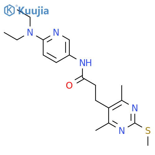 N-[6-(diethylamino)pyridin-3-yl]-3-(4,6-dimethyl-2-methylsulfanylpyrimidin-5-yl)propanamide structure