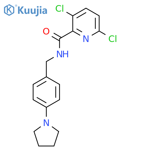 3,6-dichloro-N-{[4-(pyrrolidin-1-yl)phenyl]methyl}pyridine-2-carboxamide structure