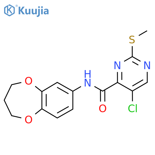 5-chloro-N-(3,4-dihydro-2H-1,5-benzodioxepin-7-yl)-2-(methylsulfanyl)pyrimidine-4-carboxamide structure