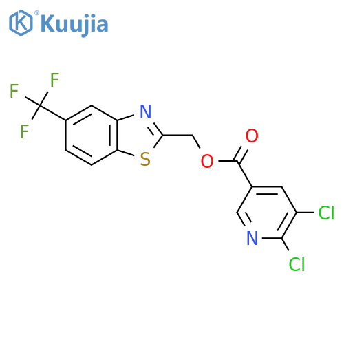 [5-(Trifluoromethyl)-1,3-benzothiazol-2-yl]methyl 5,6-dichloropyridine-3-carboxylate structure