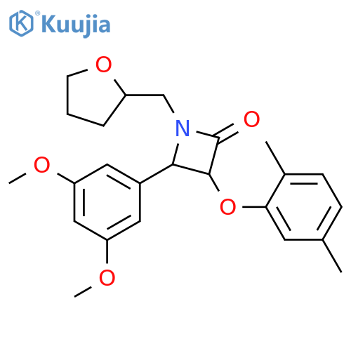 4-(3,5-Dimethoxyphenyl)-3-(2,5-dimethylphenoxy)-1-[(tetrahydro-2-furanyl)methyl]-2-azetidinone structure