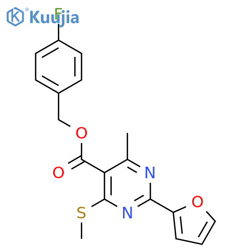 (4-Fluorophenyl)methyl 2-(furan-2-yl)-4-methyl-6-(methylsulfanyl)pyrimidine-5-carboxylate structure