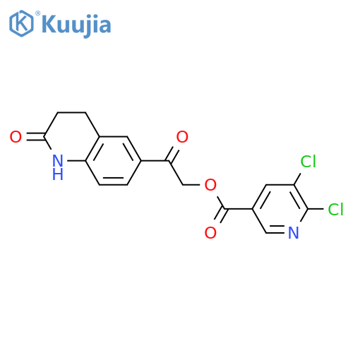 2-Oxo-2-(2-oxo-1,2,3,4-tetrahydroquinolin-6-yl)ethyl 5,6-dichloropyridine-3-carboxylate structure