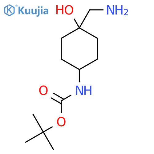 tert-butyl N-[cis-4-(aminomethyl)-4-hydroxycyclohexyl]carbamate structure