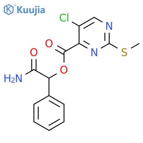 Carbamoyl(phenyl)methyl 5-chloro-2-(methylsulfanyl)pyrimidine-4-carboxylate structure
