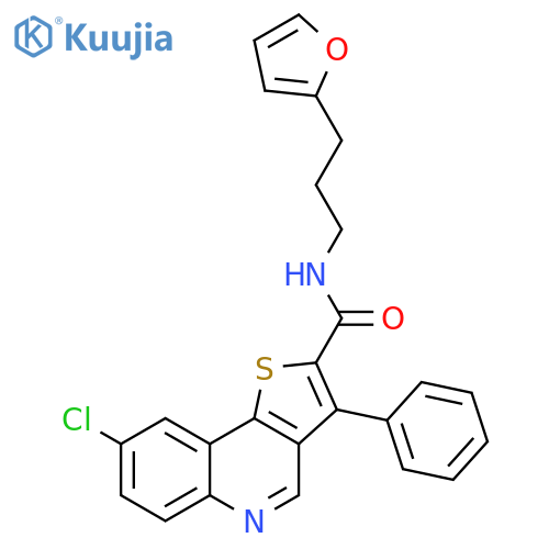8-chloro-N-[3-(furan-2-yl)propyl]-3-phenylthieno[3,2-c]quinoline-2-carboxamide structure