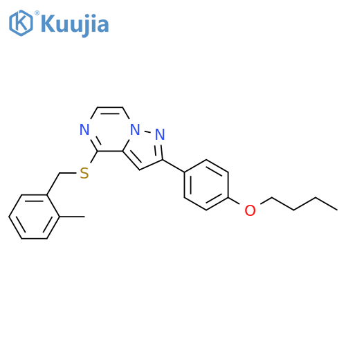 2-(4-butoxyphenyl)-4-{[(2-methylphenyl)methyl]sulfanyl}pyrazolo[1,5-a]pyrazine structure