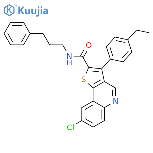8-chloro-3-(4-ethylphenyl)-N-(3-phenylpropyl)thieno[3,2-c]quinoline-2-carboxamide structure