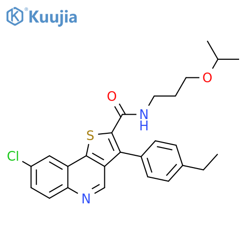 8-chloro-3-(4-ethylphenyl)-N-[3-(propan-2-yloxy)propyl]thieno[3,2-c]quinoline-2-carboxamide structure