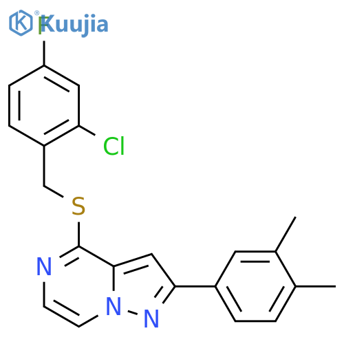 4-{[(2-chloro-4-fluorophenyl)methyl]sulfanyl}-2-(3,4-dimethylphenyl)pyrazolo[1,5-a]pyrazine structure