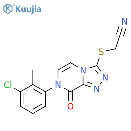 2-{[7-(3-chloro-2-methylphenyl)-8-oxo-7H,8H-[1,2,4]triazolo[4,3-a]pyrazin-3-yl]sulfanyl}acetonitrile structure